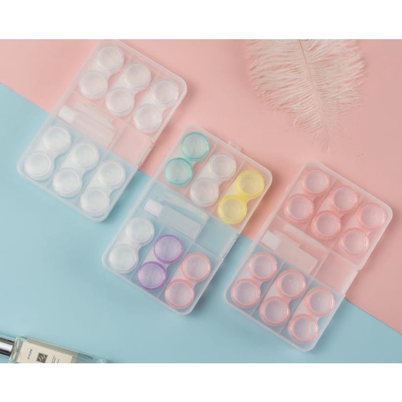 Tempat Softlens transparant 6 in 1/ travel kit bursasoftlens READY WARNA MIX