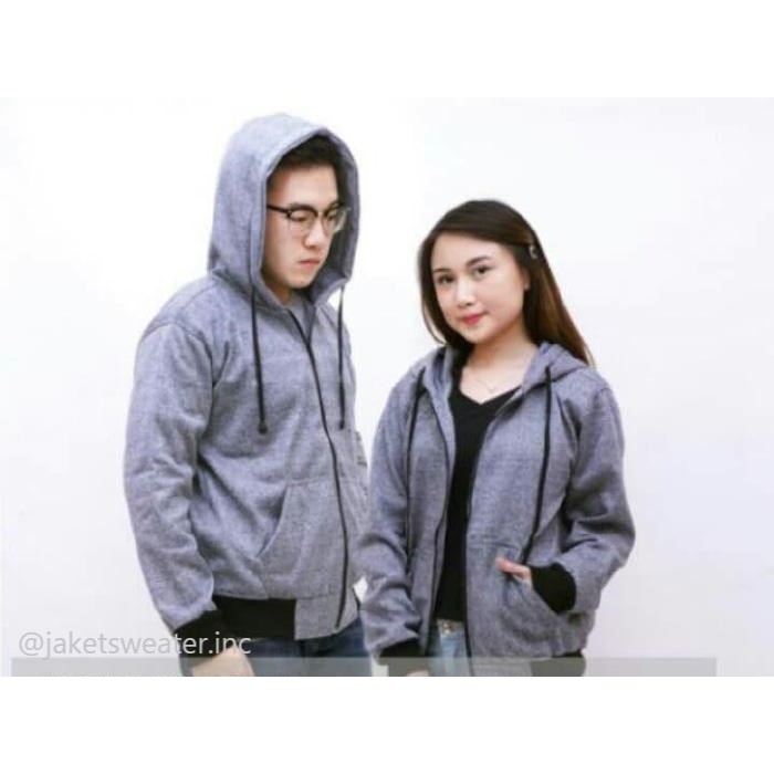 Hoodie Pria Hoodie Wanita Jaket Pria Jaket Wanita Hoodie Sweater Hoodie Zipper Two Tone Hitam-Abumuda Unisex Pria Wanita