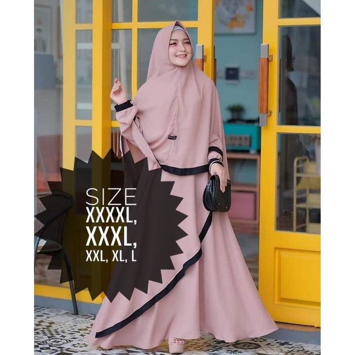 Gamis Syar'i super jumbo ld 120 140 / Gamis Syar'i laris Size L XL XXL - Kuning, L Berkualitas