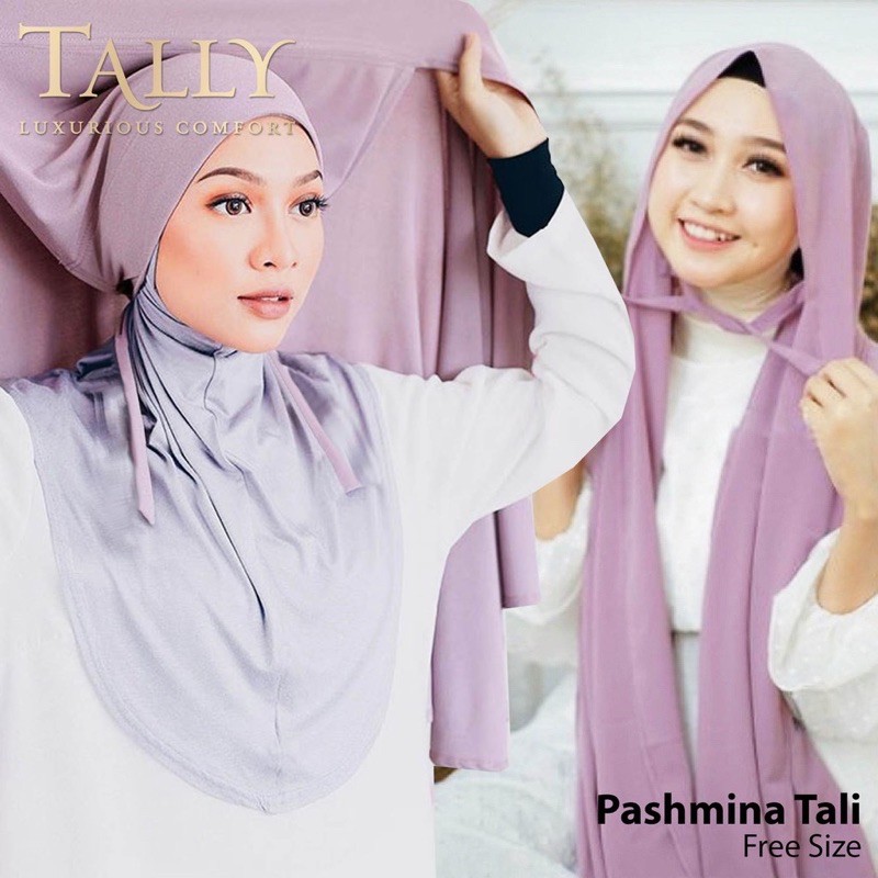 DENLA PASHMINA HIJAB TALI I BAHAN CERUTY (TIDAK PANAS)  I MENGGUNAKAN TALI