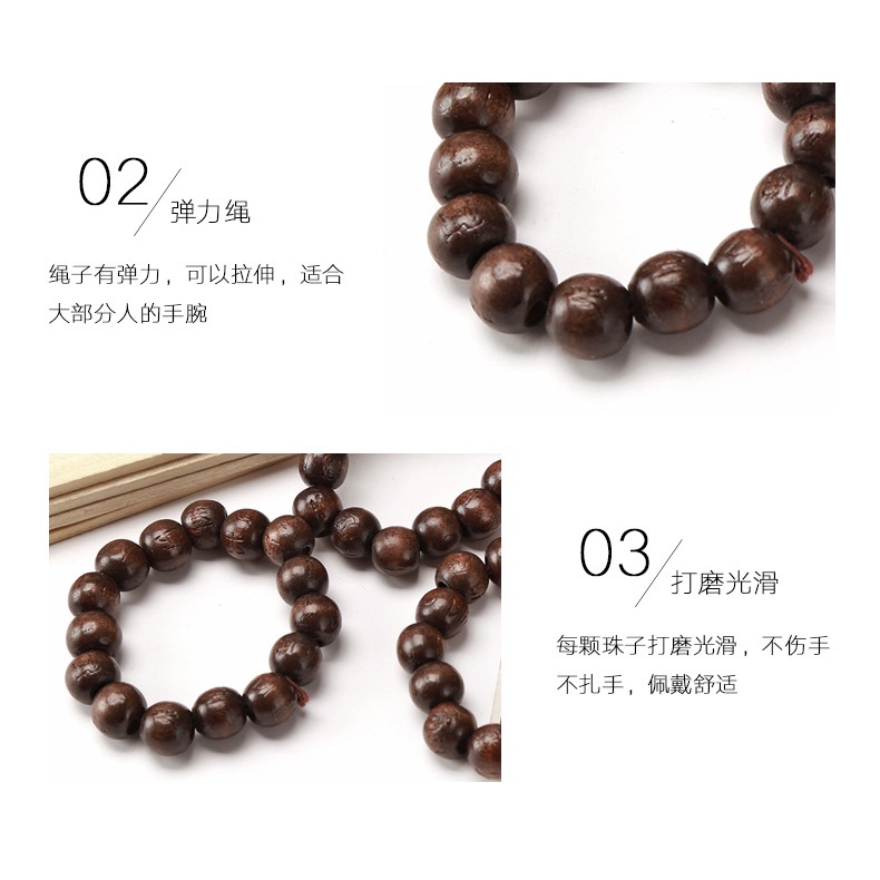 Gelang Manik-Manik Ukiran Buddha Bahan Kayu Solid Untuk Pria Dan Wanita