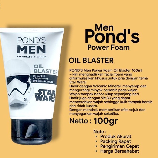 Sabun pencuci muka Pria Ponds men power oil Blaster Starwars 100gr