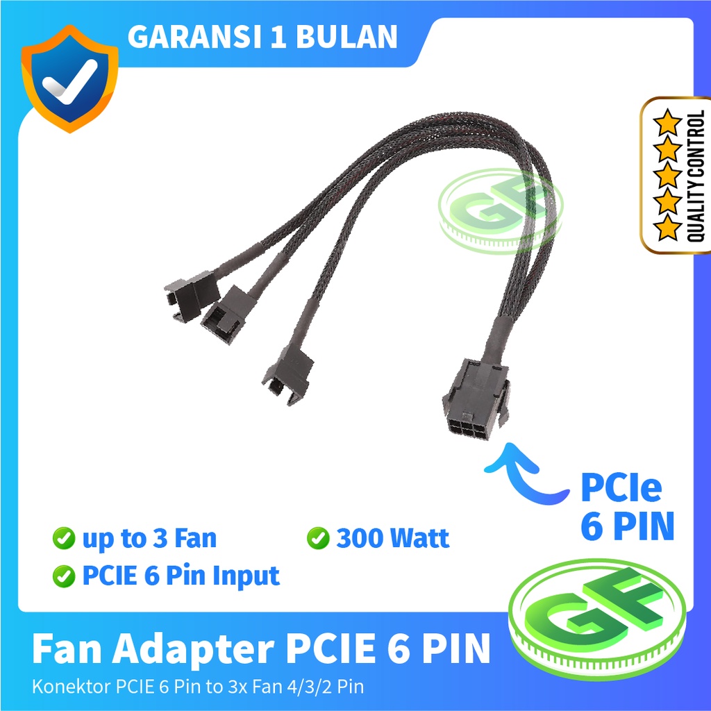 Adapter Fan Splitter PCIe 6 Pin to 3 Fan (3 x 4 pin) ⚡ Konektor Kipas 1 to 3 pcie 6p 6pin