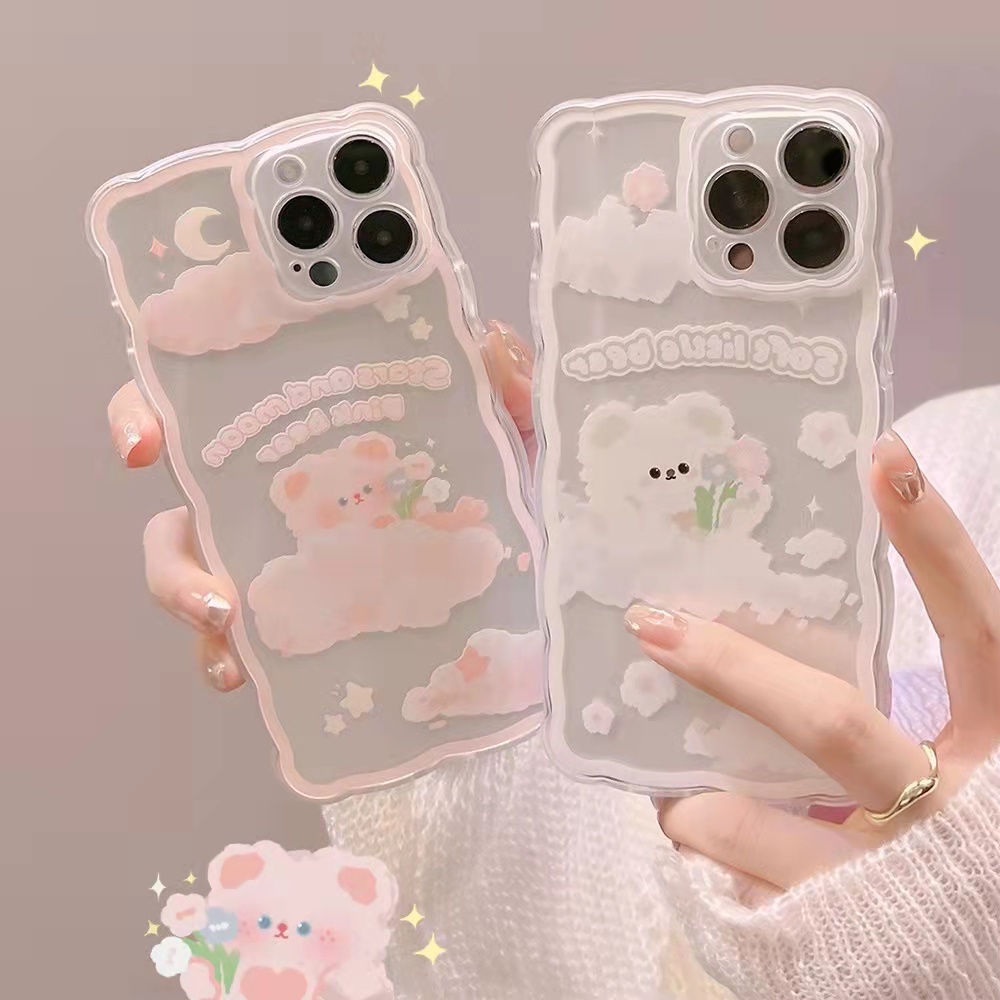 iPhone Case iPhone 13 13pro 13prm Silicone Soft Case Transparan Bergelombang Perbatasan Kartun Lucu untuk iphone 11 iphone 12 pro max iphone 7 plus iphone 8 plus phone xr xs max X Xr 11 Max 8plus iphone Pro mini7SE