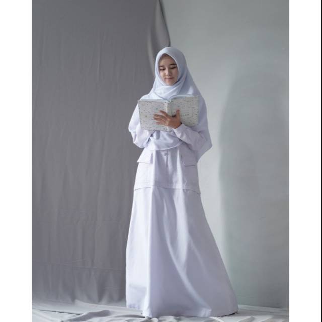 HIJABALILA  GAMIS PROFESI PNS PUTIH PUTIH PERAWAT By Hijab Alila dinas