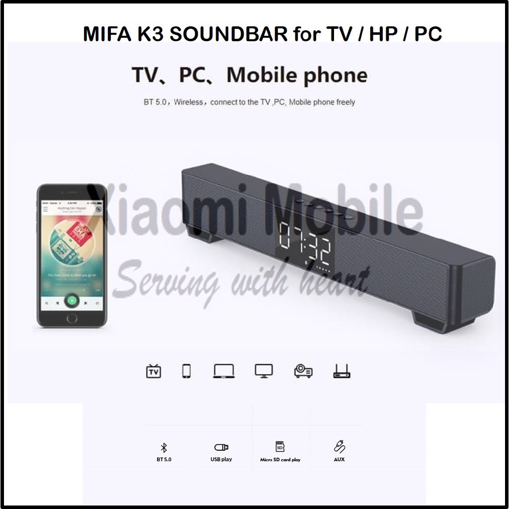 Mifa K3 Soundbar Bluetooth Speaker Wired Wireless Audio TWS