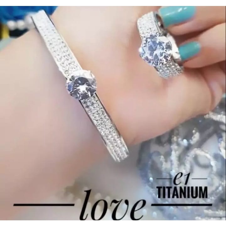 Gelang Tangan Wanita Titanium Premium Anti Karat Berlian Emas 18K Bulat Angka Romawi Ala Bangle fashion korea limited edition