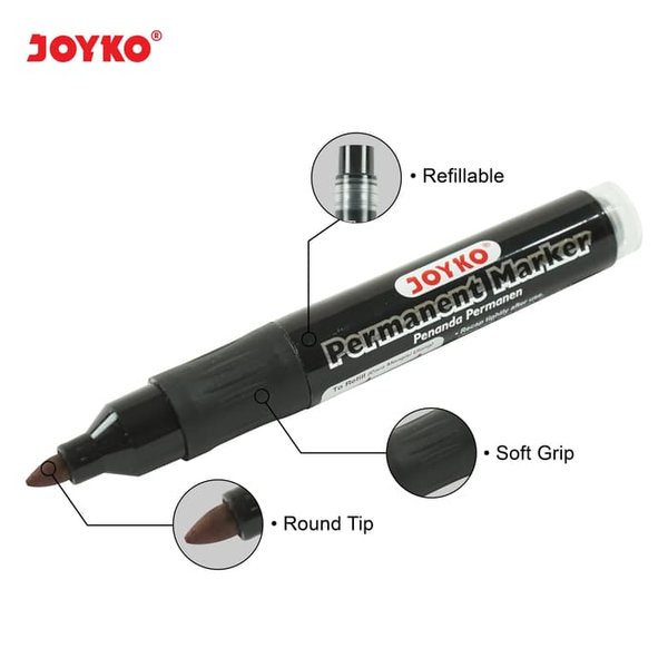 [BISA COD] SPIDOL HITAM PERMANENT JOYCO + FREE REFILL / SPIDOL PERMANENT MARKER PM-34F