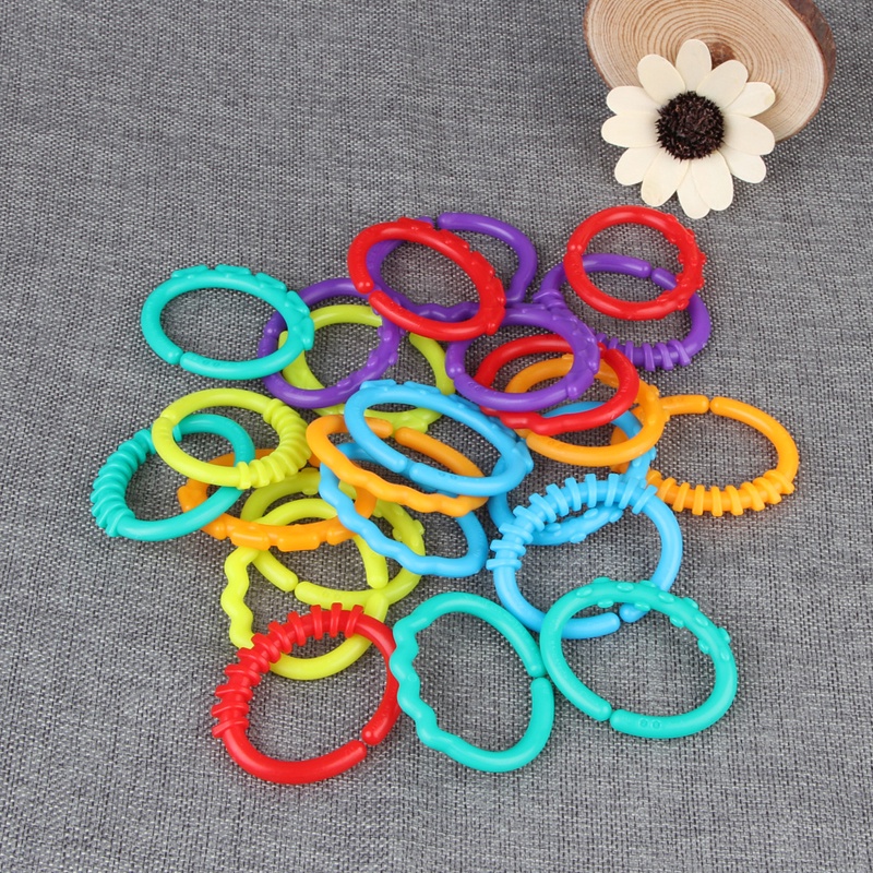 Mary 24Pcs / Set Mainan Teether Bentuk Cincin Warna Pelangi Untuk Dekorasi Stroller Bayi