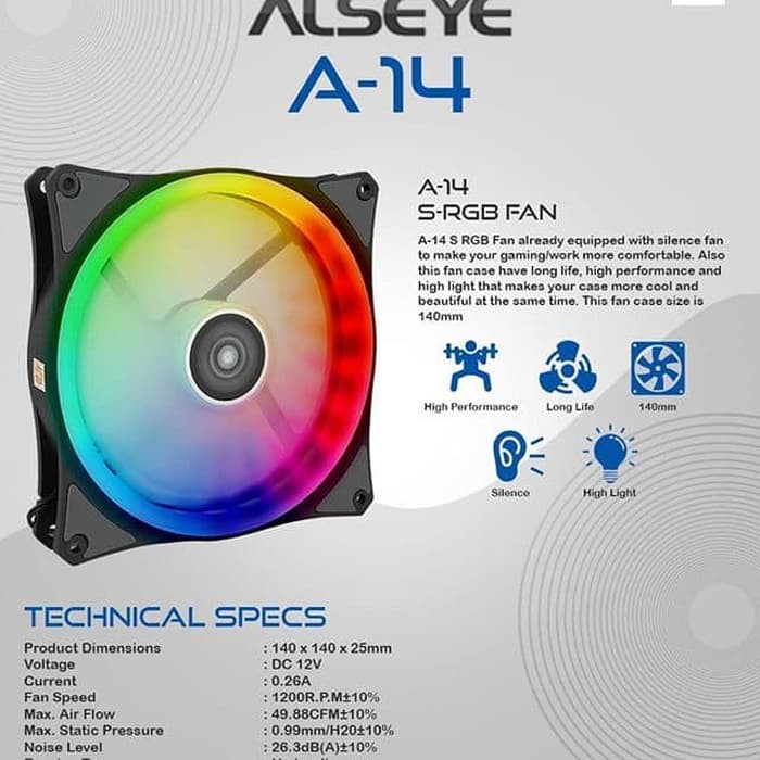 Alseye Fan Casing 14Cm Gaming A-14 S-RGB Silent - Fan Case 14cm