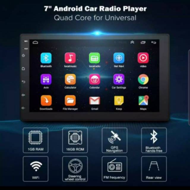 Free Camera Parkir Belakang Dan GPS  Headunit Audio Mobil ANDROID 7" Universal Touch Screen