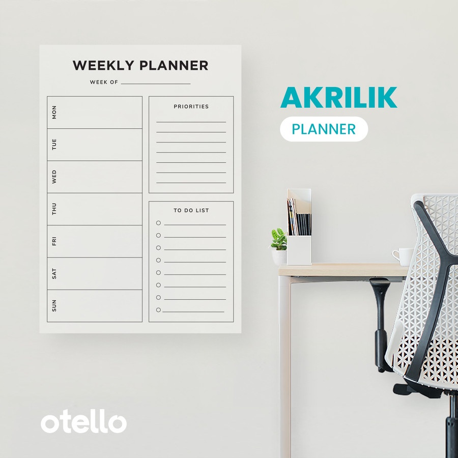 Custom Acrylic Weekly Planner Otello Jadwal Akrilik Schedule Kustom Papan Dinding Minimalist