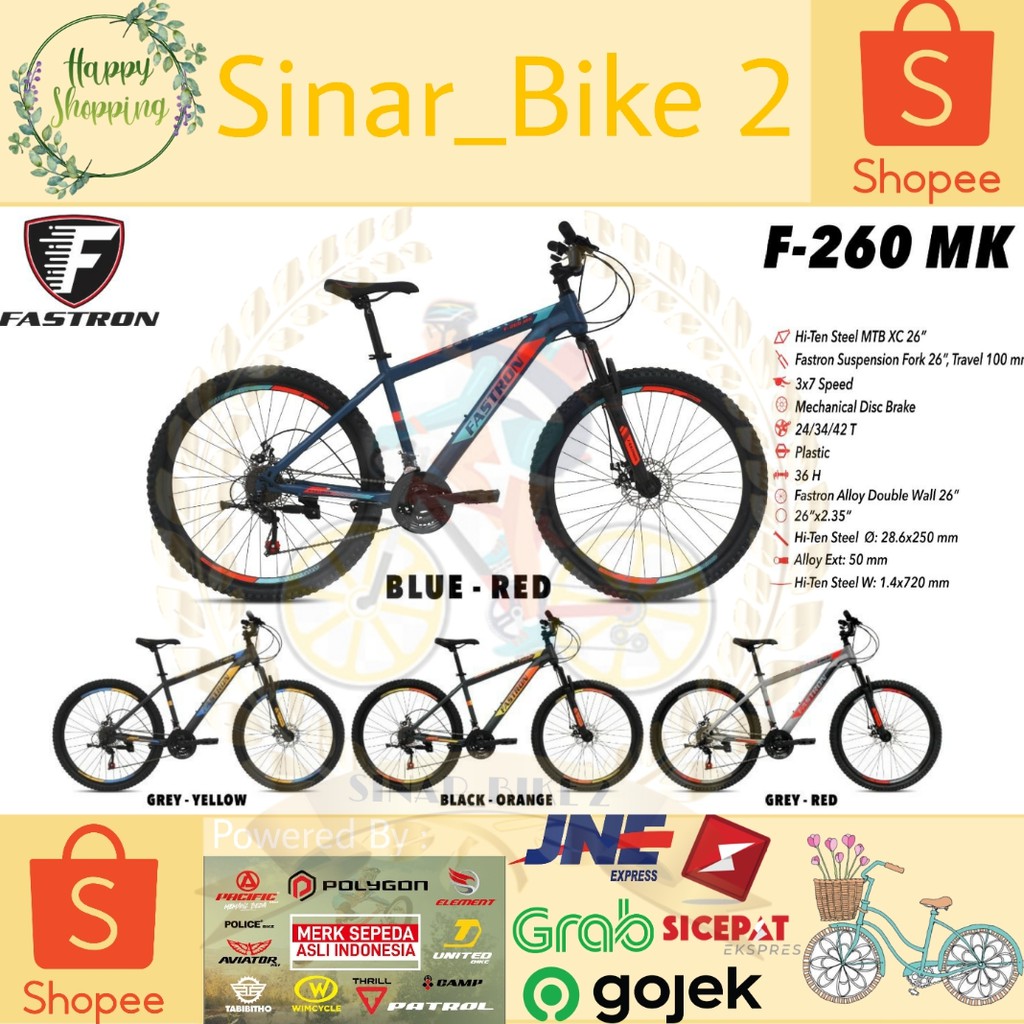 Sepeda Gunung Mtb 26Inch Fastron F-260 MK 3x7 Speed (Gosend/Grab)