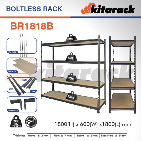 BR1818B KITARACK BOLTLESS RACK 1800 x 600 x 1800MM