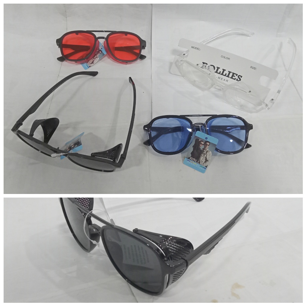 kacamata hitam kotak ke bulat retro gothic vintage steampunk motor sunglasses laki-laki perempuan pr