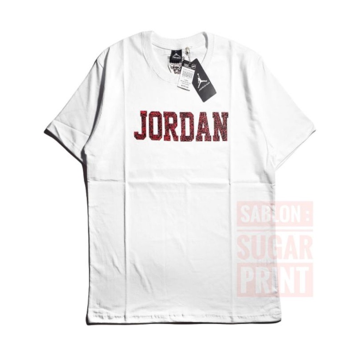 KAOS T-SHIRT JORDAN FLOKING TIMBUL SUGAR PRINT FULLTAG&amp;LEBEL PREMIUM UNISEX