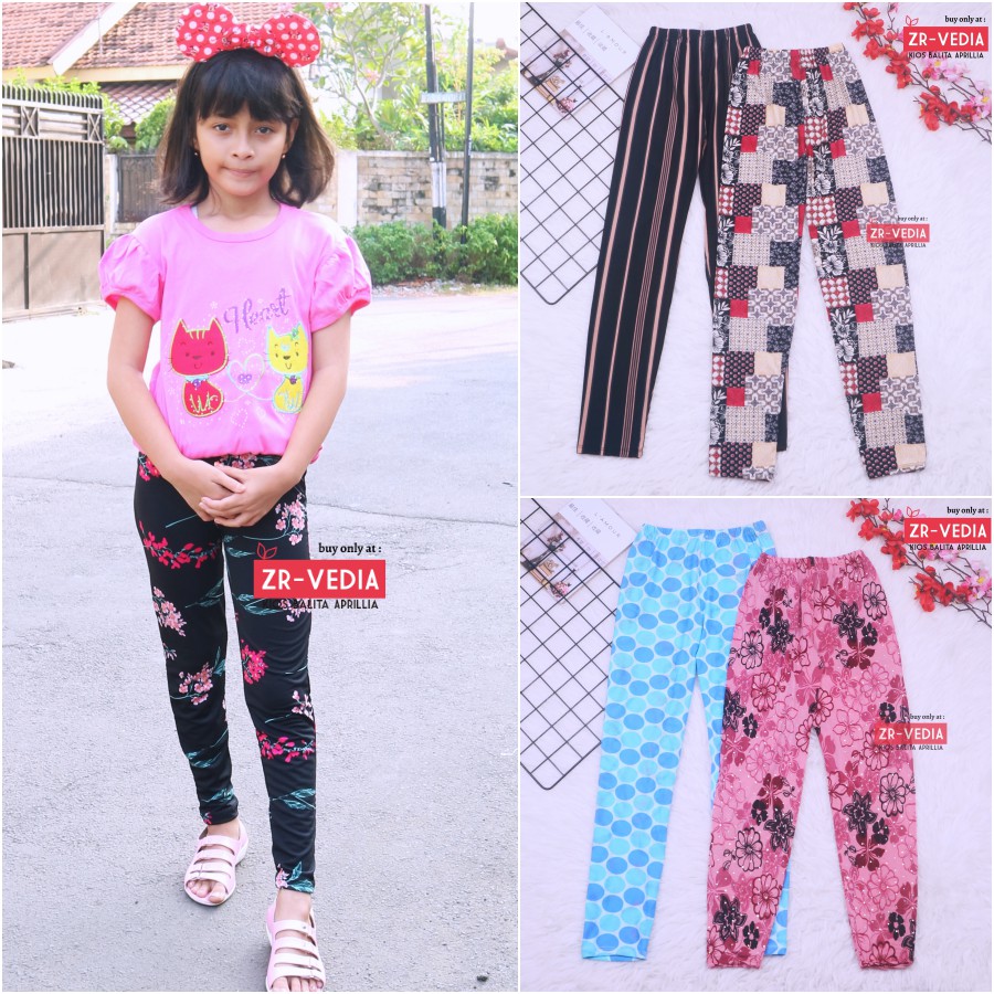 Legging Carlissa Anak 10-12 Tahun Remaja Tanggung / Celana Panjang Leging Salur Murah Perempuan Adem