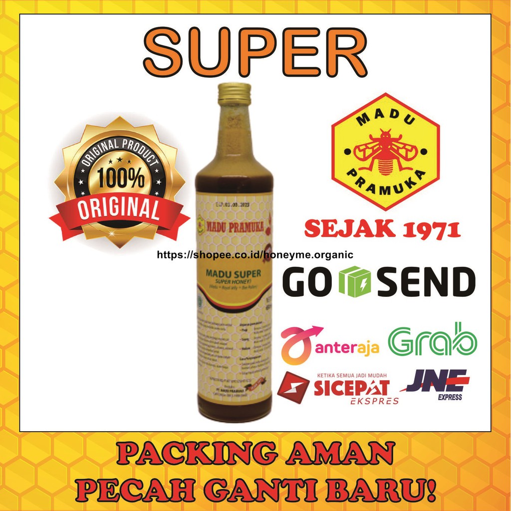 

COD| Madu Asli | HALAL BPOM | Madu Pramuka Super (Royal Jelly Bee Pollen) 650ml Promil program hamil