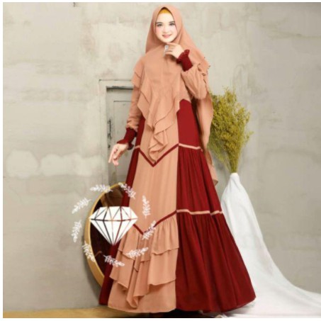 Baju Gamis Muslim Terbaru 2021 Model Baju Pesta Wanita kekinian Bahan Katun Kekinian ABG remaja