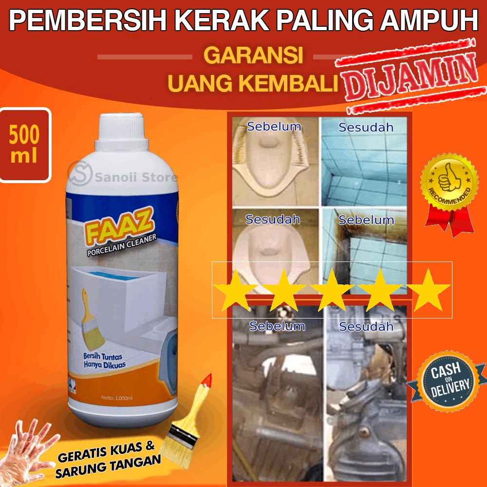 Faaz Setengah Liter Faaz Pembersih Porcelain Cleaner Pembersih Kerak Kamar Mandi Faaz Cleaner 500ml