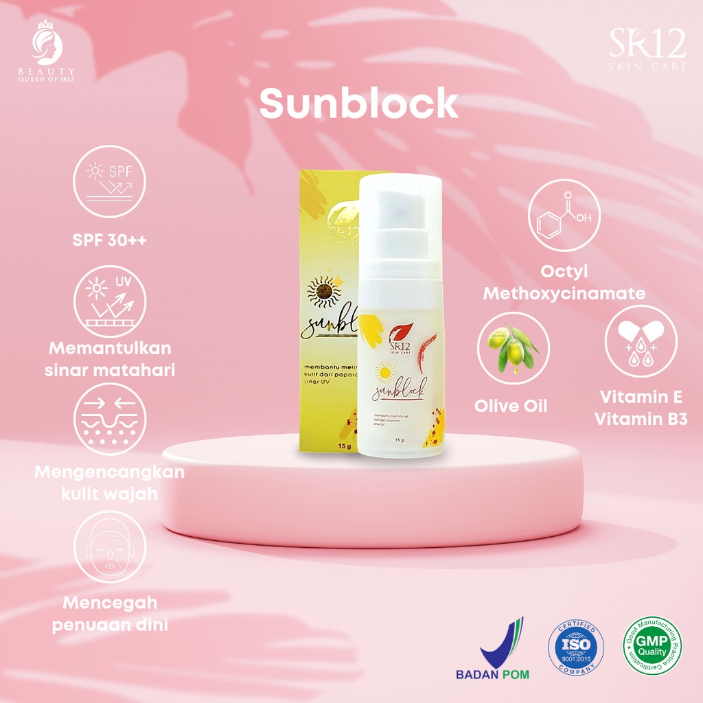 Sunblock SPF 30 UV Protection Sunscreen Gel Shield Sun Lotion Krim Pelindung Wajah Dari Sinar Matahari Mencerahkan