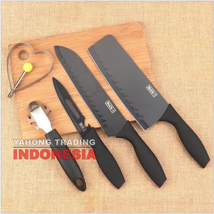 Pisau Dapur Lengkap 5pcs Kitchen Knife Set Buck-I 5 pcs in 1