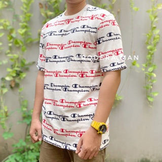  Kaos  Champion  Life Men Heritage Tee All Over Logo Original  