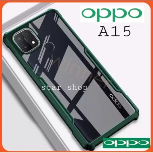 Case oppo A15 Clear Transparent Shockproof Rugger Cover - LIST BLACK