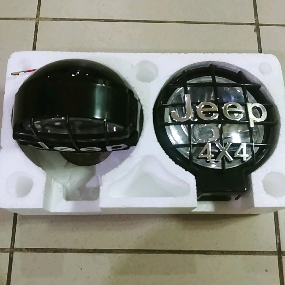 foglamp bulat jeep 4x4 4 inci lampu kabut Jeep putih bening clear dan kuning yellow