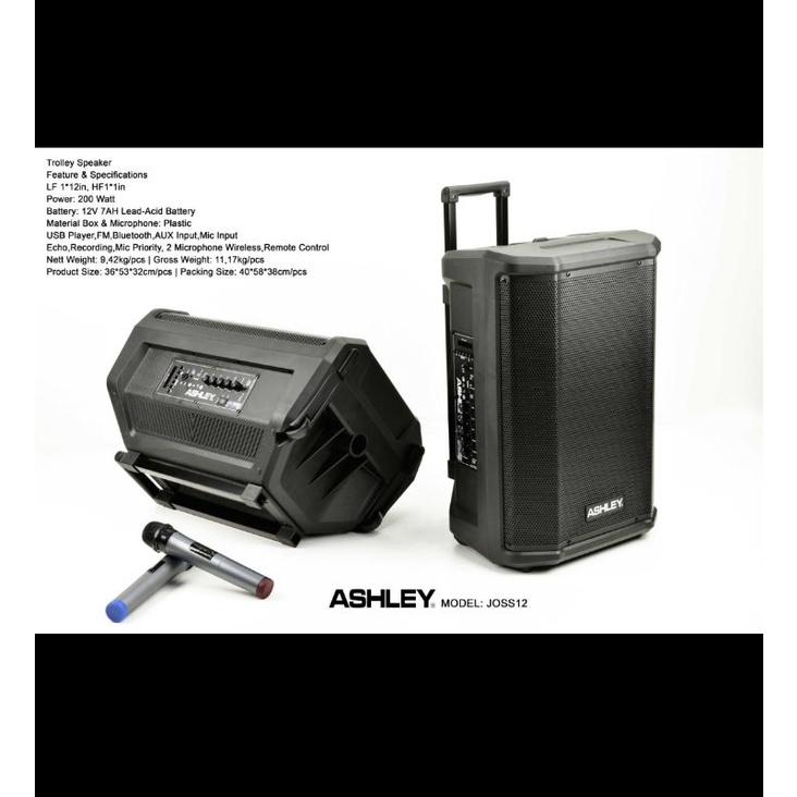 Speaker portable wireless meeting ashley joss12 joss 12 12inch garansi original