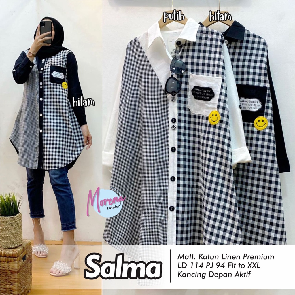 Salma tunik hitam wanita cantik halus dan tebal. Long tunic remaja kekinian terbaru 2022