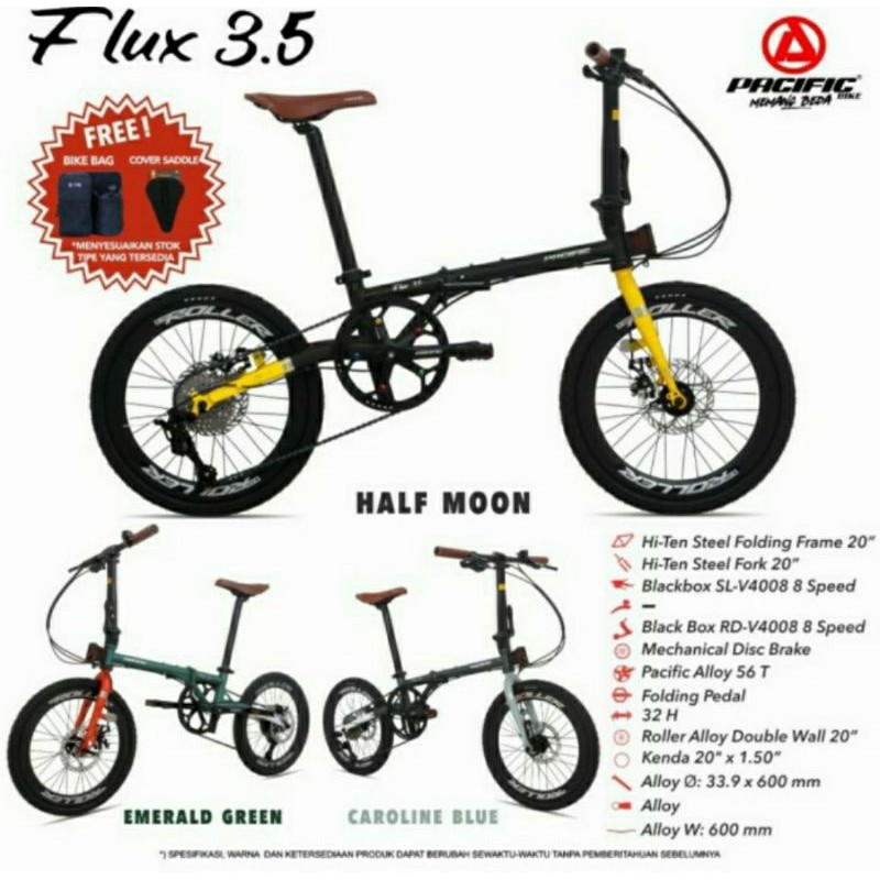 Sepeda lipat 20 inch Pacific Flux 3.5 8sp rem cakram