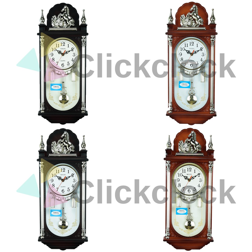 Jam Dinding Bell Minimalis Coklat Gold Maroon Putih Sakana 329 Besar Hiasan Kamar Murah