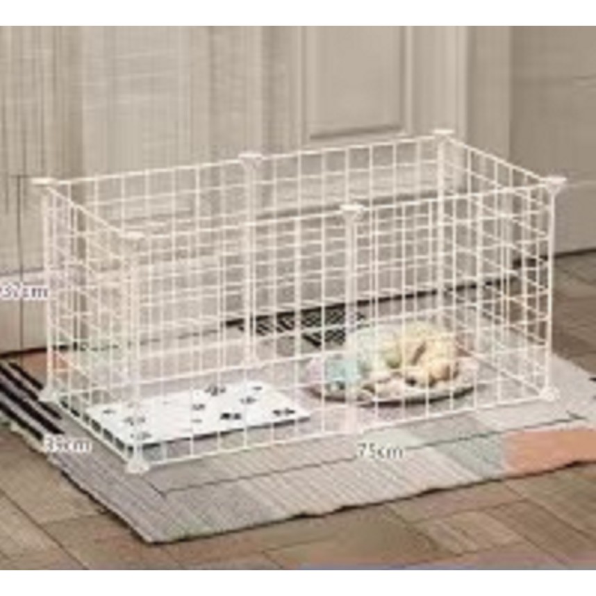 Gratis （Palu, konektor, stiker, tali, kunci）DIY Kandang Hewan Peliharaan / Kandang Kucing / Kandang Anjing / Kandang Hamster Burung Pagar Besi-White6 PCS