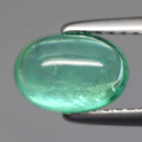 Certified Oval cabochon 1.38ct 8x5.5mm Natural Green EMERALD, Colombia Good Color EM092