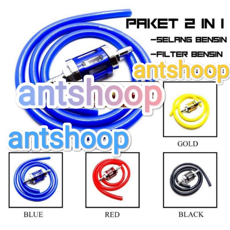 PAKET PROMO Selang Bensin Baros + Filter Saringan Bensin Kaca Universal ANTSHOOP