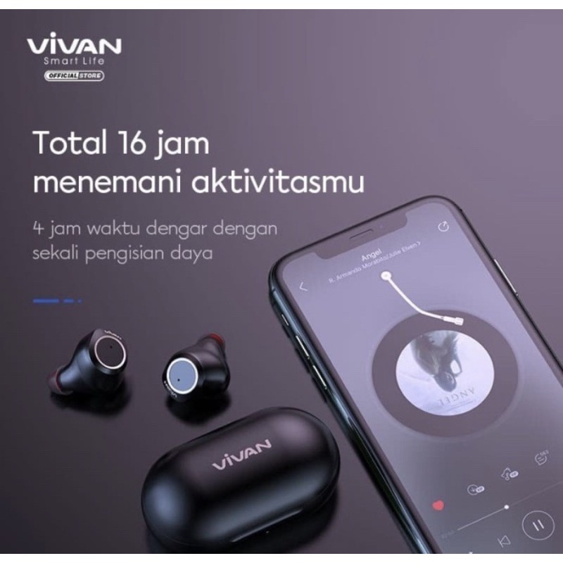 Earphone Vivan TWS T100s / Headset / Handsfree / Headphone / Musik / Music / Lagu / MP3