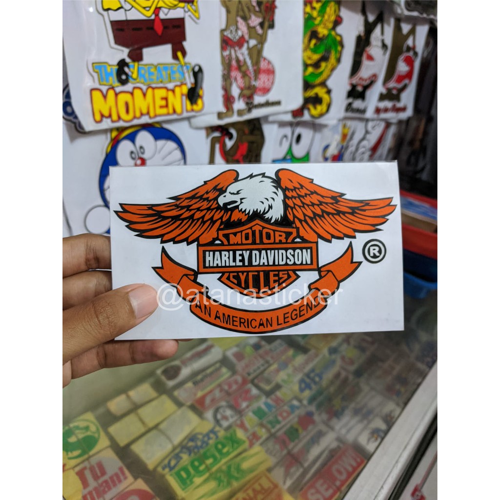 Stiker Cutting Logo Harley Davidson American Legend 15x9cm Nyala Reflective Scotlite Fosfor