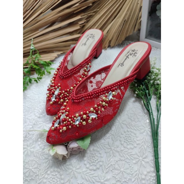 rafaizoutfit sepatu wanita block heels merah tinggi 5cm tahu