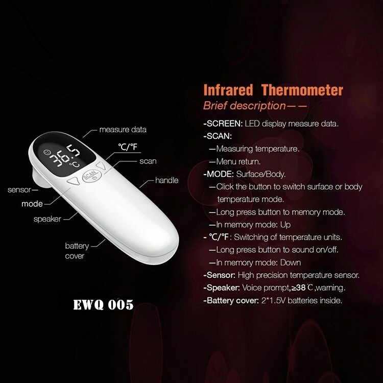 Termometer Infrared Non Contact Digital Suhu Badan Tubuh Rechargeable Thermometer Infrared Merah Tangan Ukur Inframerah Infra merah