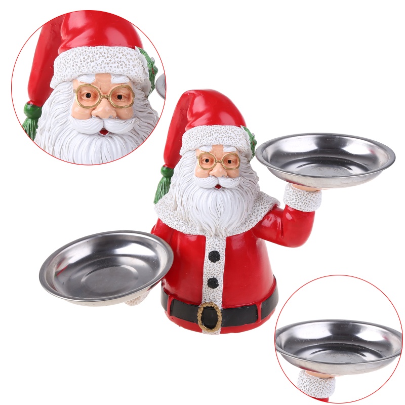 Zzz Piring Kue / Buah / Snack Bentuk Patung Santa Claus Bahan Resin Untuk Dekorasi Natal