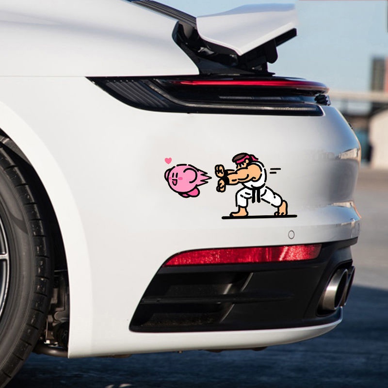 Kirby&amp;KOF Persendian Nama Mobil Stiker Tahan air Sepeda motor Stiker Kaca depan Dekorasi Stiker