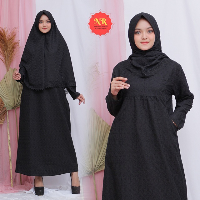 Gamis hitam syari umroh dan haji