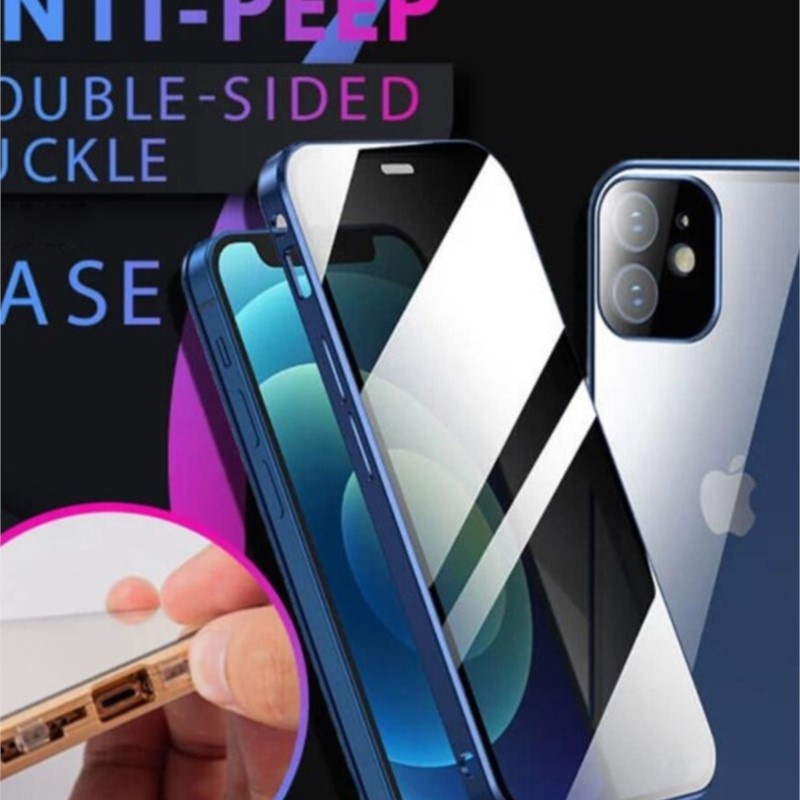 Case Kaca Dengan Magnet Bumper Metal Shockproof Untuk IPhone 13 12 11 Pro Max