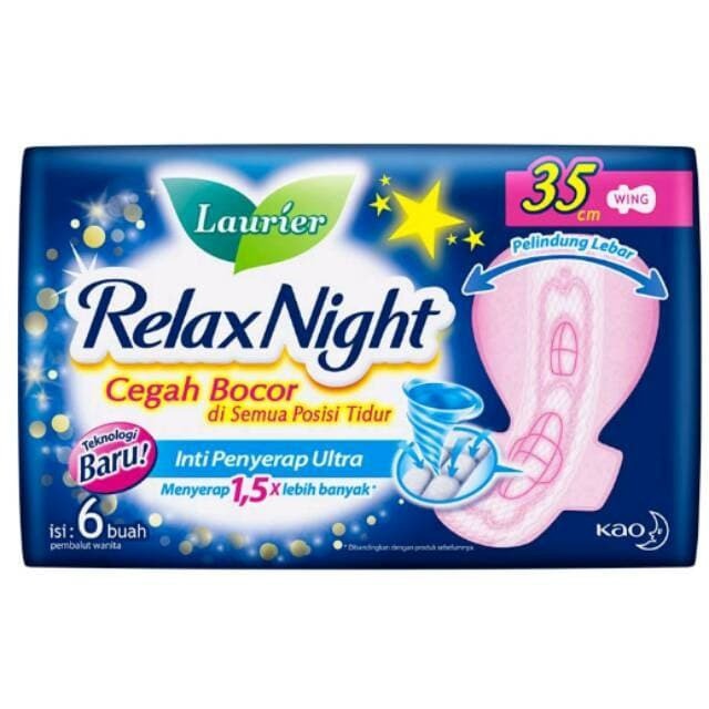 LAURIER Relax Night 6S ORIGINAL / Pembalut Wanita isi 6Pcs UK 35Cm by AILIN