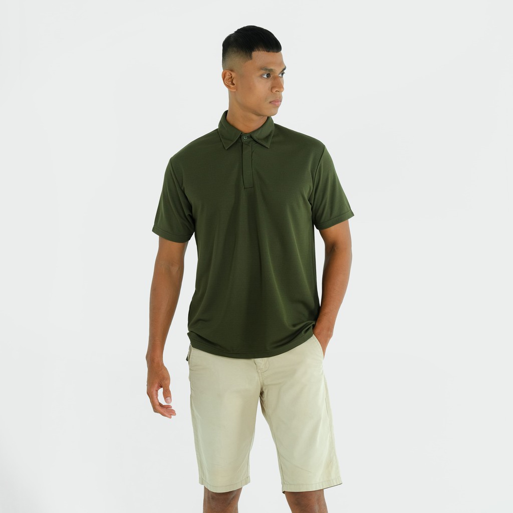 DONSON Kaos Polo Polos Kasual Olahraga Extra Fine Polyester Warna Army