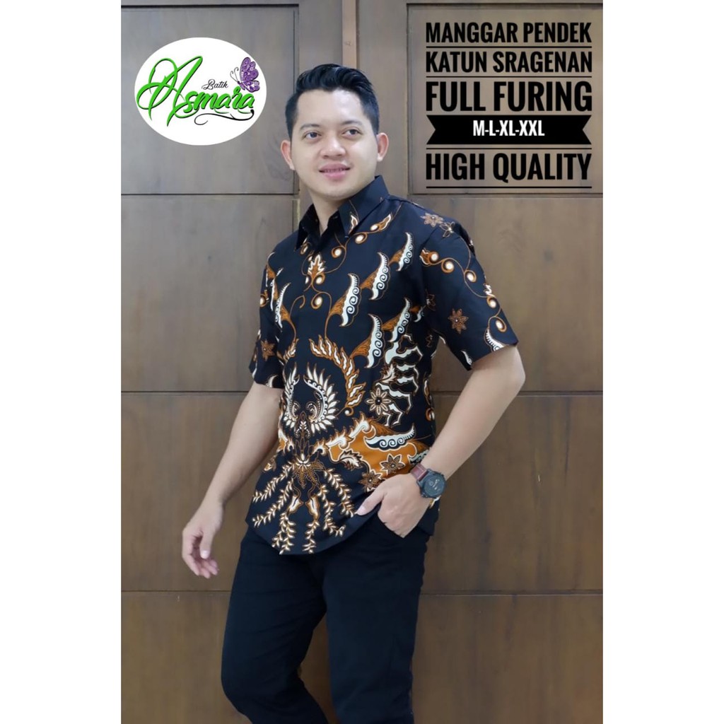 MANGGAR Kemeja Batik Pria Lengan Panjang Katun Halus FULL FURING Asmara