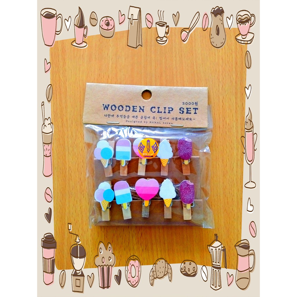 

Penjepit Kertas Kayu Import Imato Wood Clip Set Ice Cream