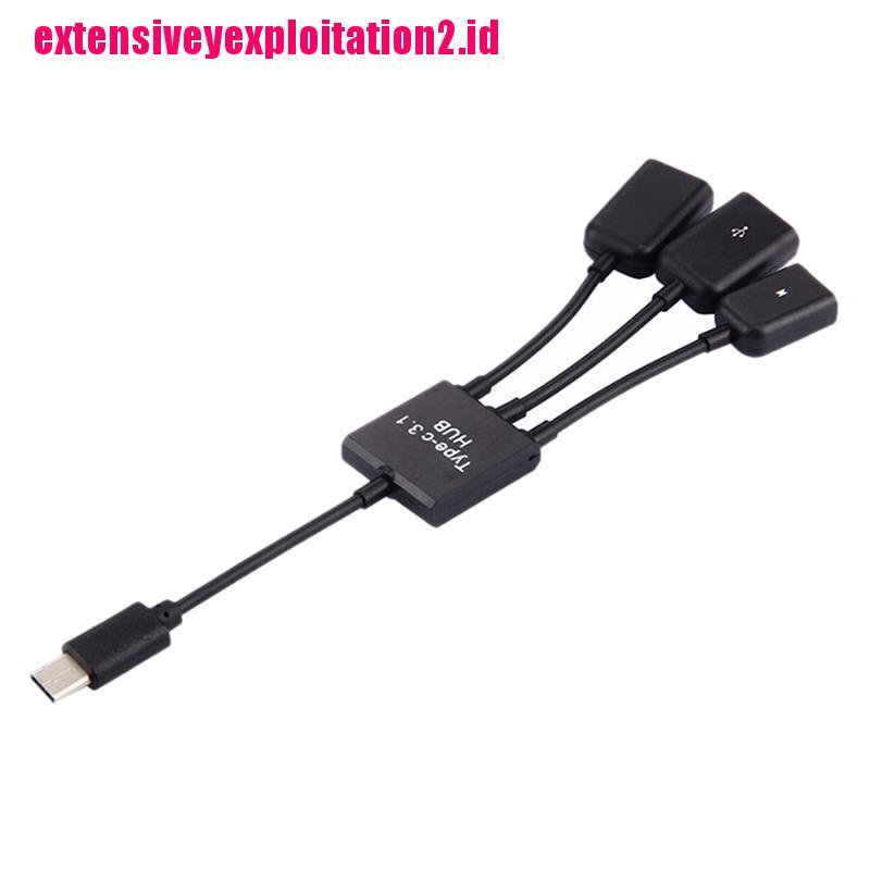 &lt; E2id &amp; &gt; 3 In 1 Adapter Konverter 3 Port USB-c 3.1 Male Ke USB 2.0 OTG