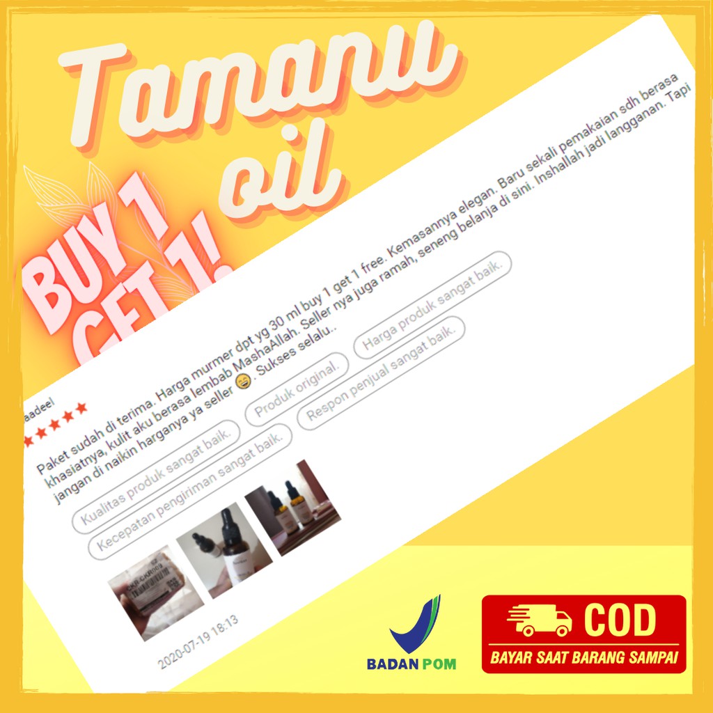 Tamanu oil  30 ml dan Almond 30 ml memudarkan bekas jerawat dan mengempeskan, bekas luka, stretch mark